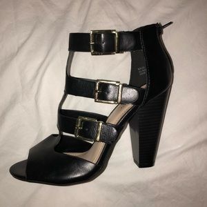block heel booties with buckle details
